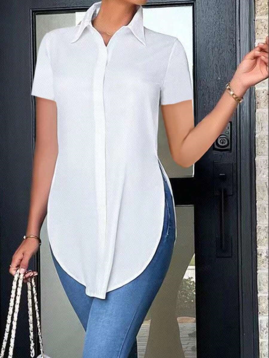 2024 Aliexpress Wish Amazon Hot Style Summer Fashion Simple Polo Collar Women'S Shirt Shirt For Women
