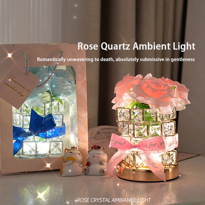 New Rubik'S Cube Led Rose Night Light Decorative Table Lamp Atmosphere Light Valentine'S Day Birthday Gift Bouquet Ornament