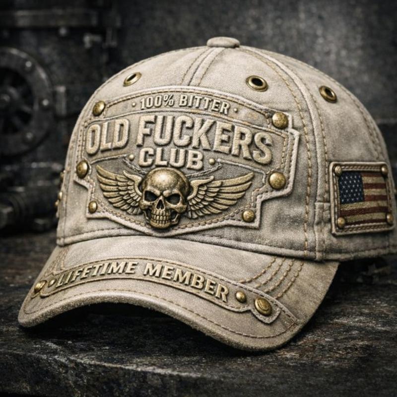 Unisex Distressed Skull & Angel Wings Printed Baseball Cap