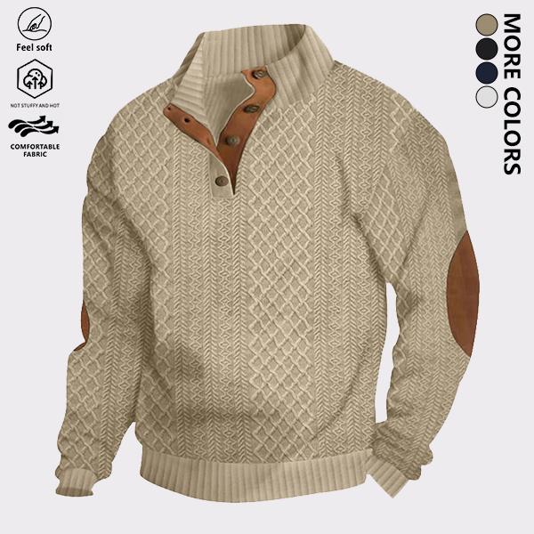 🔥2025 Hot Sale! Vintage Jacquard Henley Knit Shirt for Men – Cozy, Stylish & Perfect for Fall/Winter 🍂