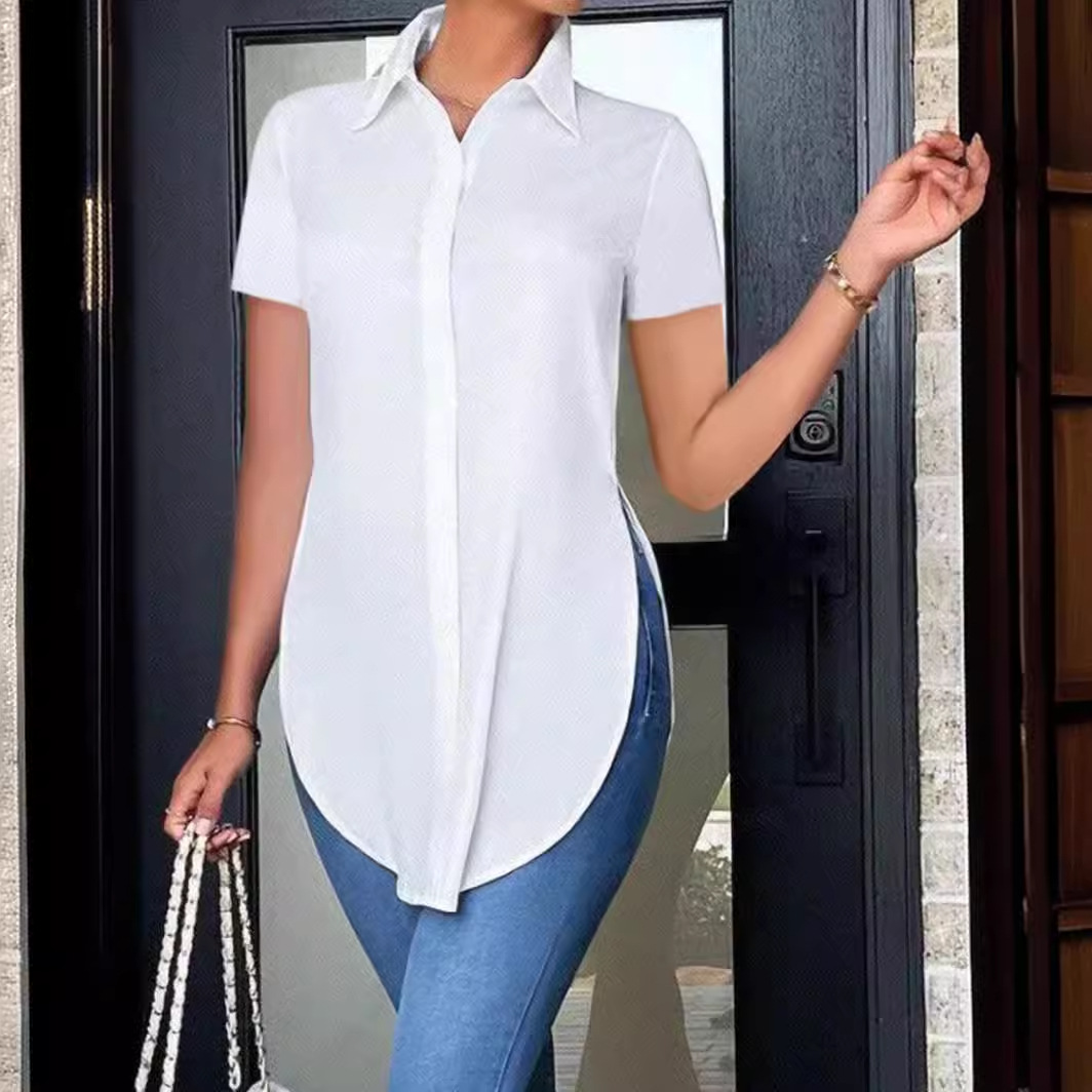 2024 Aliexpress Wish Amazon Hot Style Summer Fashion Simple Polo Collar Women'S Shirt Shirt For Women