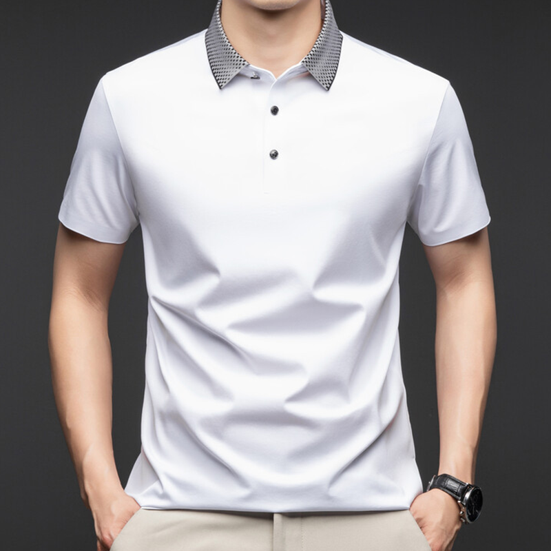 Men's high quality mercerized cotton button down polo shirt