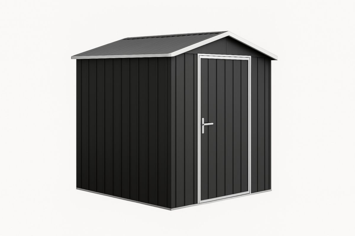 Black Outdoor Steel Tool Shed, 183 x 130 x 190 cm