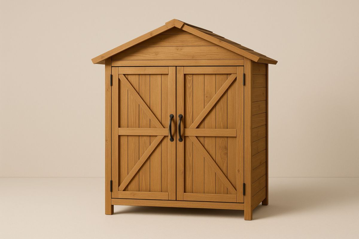 Wooden Outdoor Storage Cabinet Double Door Fir 120x65x160cm Brown