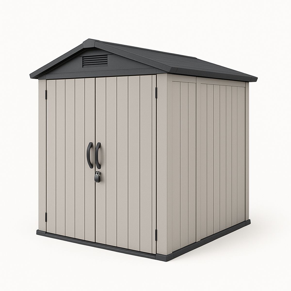 Resin Outdoor Storage Shed Double Doors Beige/Grey 200x150x180cm