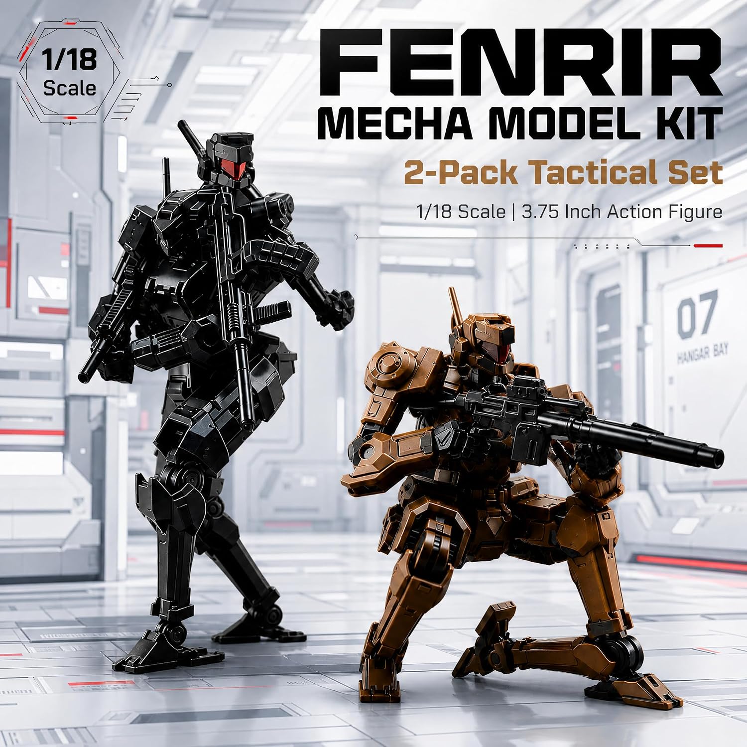 Sheik Mainland Fenrir Articulated Mecha Model Kit, 1/18 Scale, 2 Pack