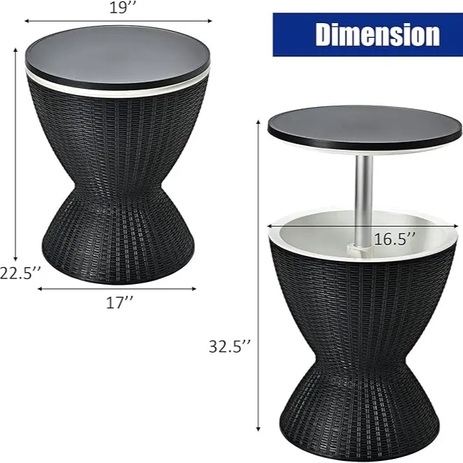 3-in-1 Rattan Cool Bar Table | Adjustable Outdoor Ice Bucket & Side Table 🥂☀️