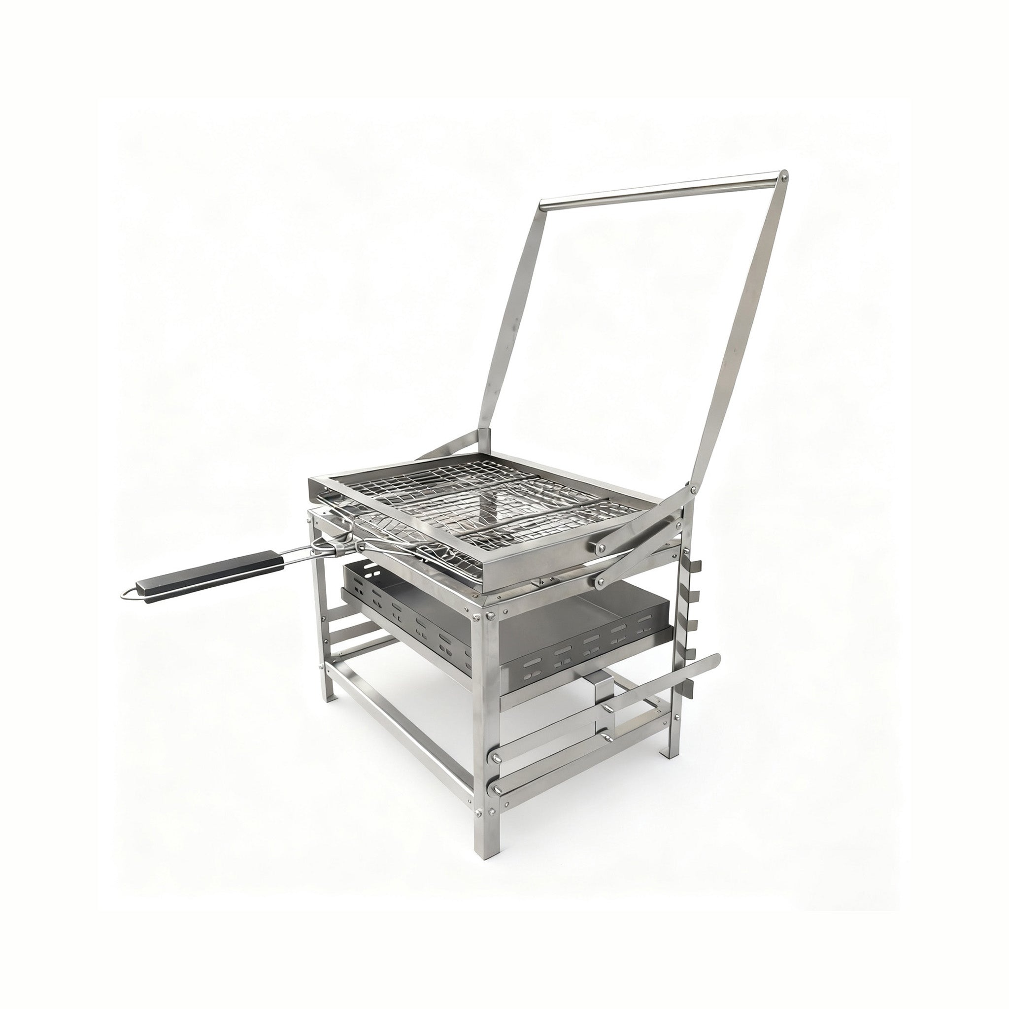 Portable 360° Rotating Charcoal Grill with Flipping Basket - Stainless Steel 🍖🔥