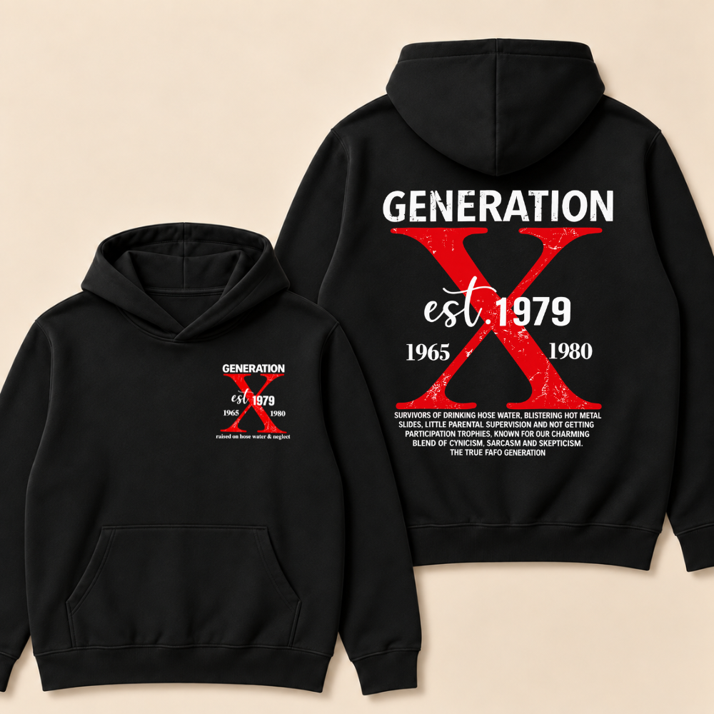 Custom Year Generation X Definition Hoodie | Gen X Survivor Red X Double Sided Print Hoodie