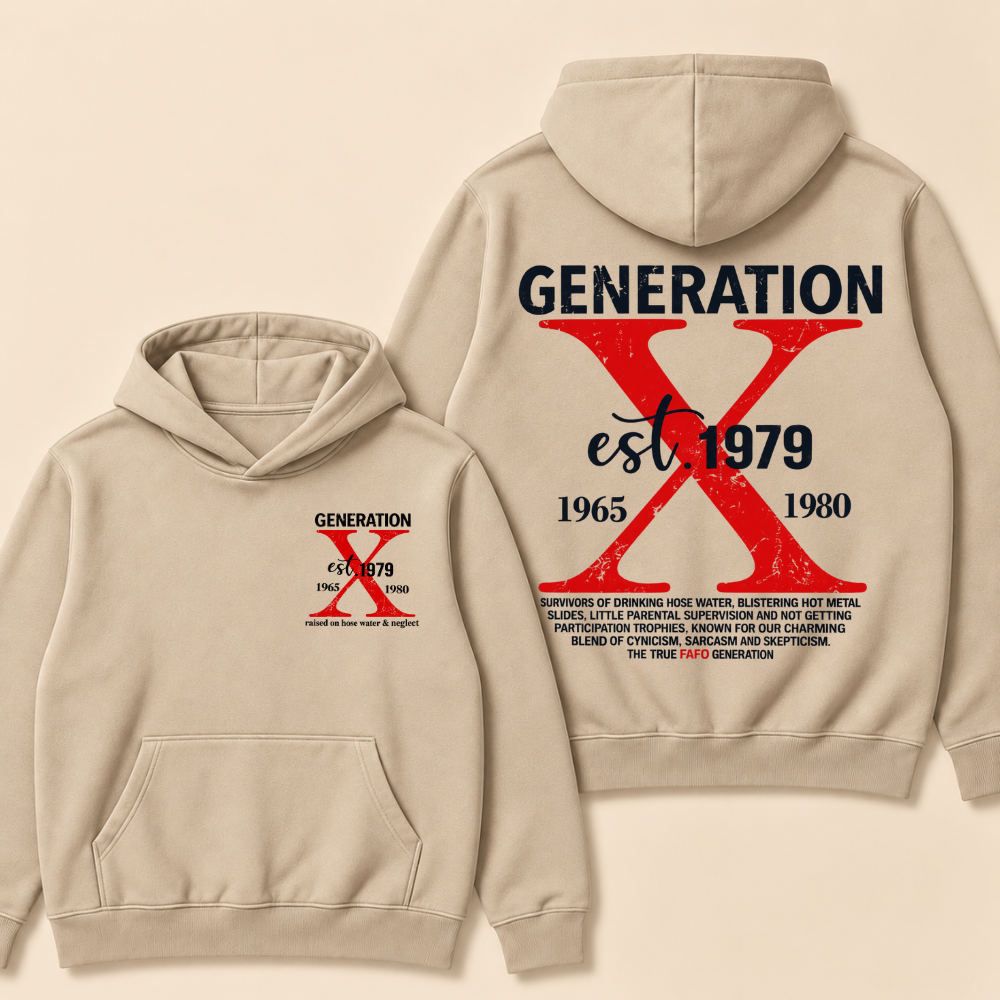 Custom Year Generation X Definition Hoodie | Gen X Survivor Red X Double Sided Print Hoodie