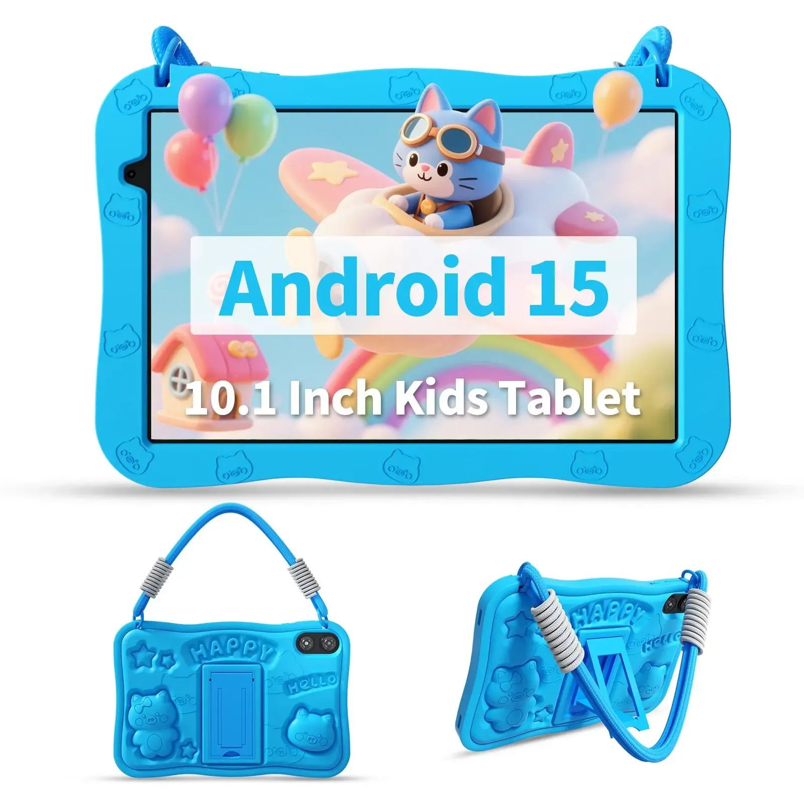 10 inch Kids Tablets Android, 64GB, Tablet with Lanyard, Parental Control, HD IPS Display, WiFi, Dual Camera, Toddler Tablet for Kids