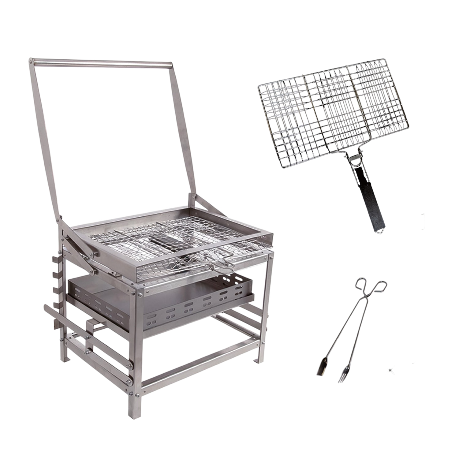 Portable 360° Rotating Charcoal Grill with Flipping Basket - Stainless Steel 🍖🔥