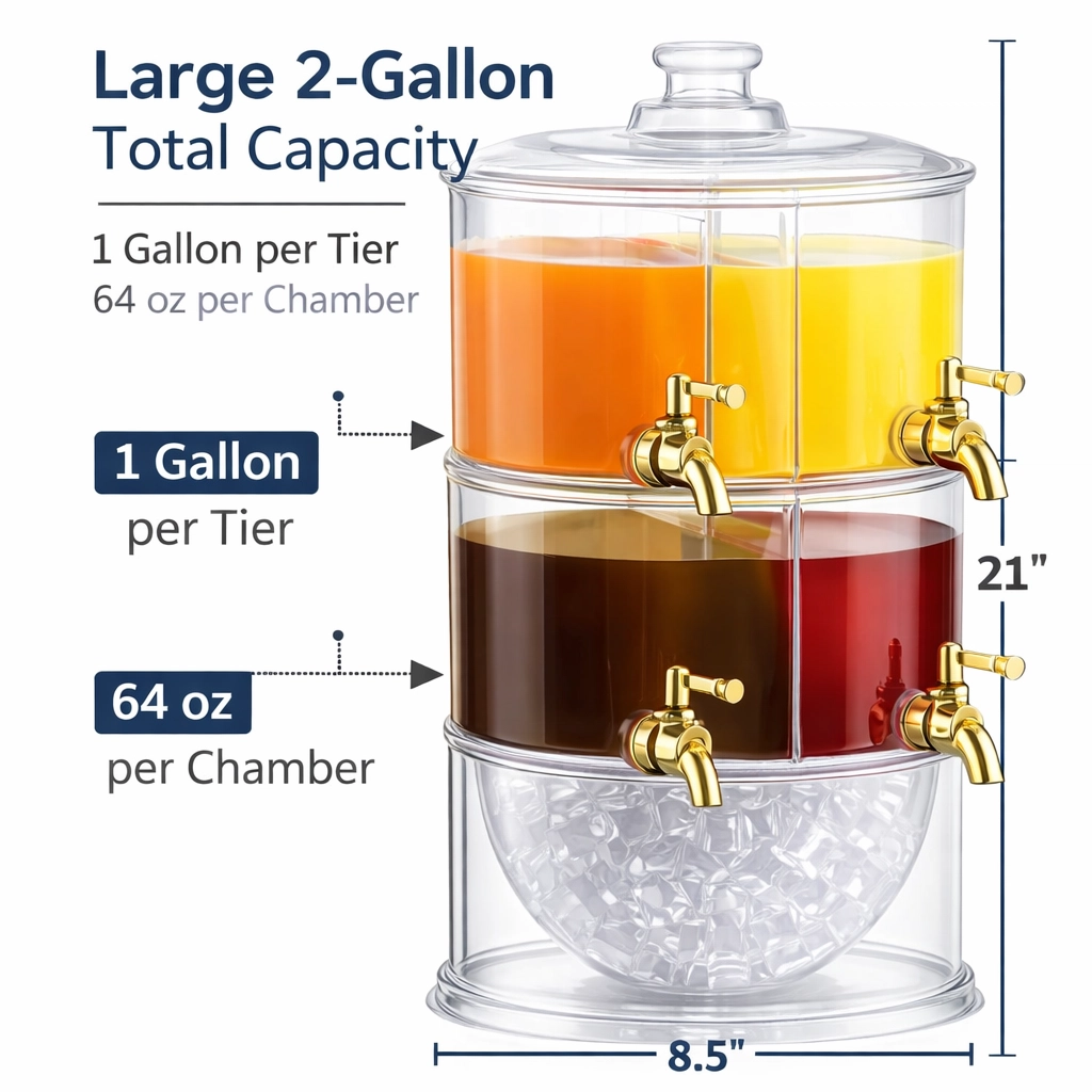 4-in-1 Party Beverage Tower | 2-Tier Stackable Drinks Dispenser 🍹✨
