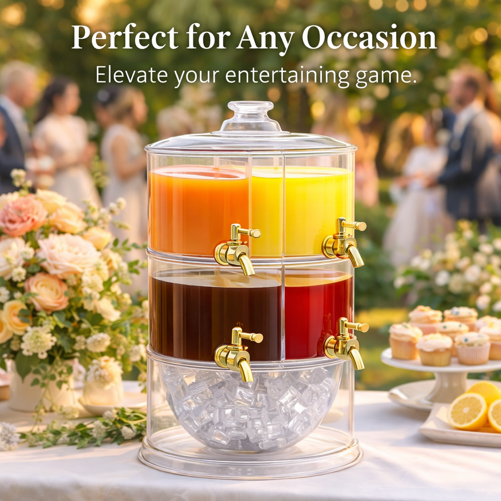 4-in-1 Party Beverage Tower | 2-Tier Stackable Drinks Dispenser 🍹✨