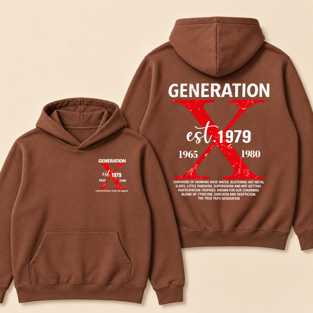 Custom Year Generation X Definition Hoodie | Gen X Survivor Red X Double Sided Print Hoodie