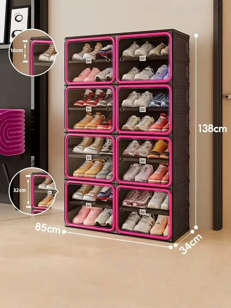 3-Minute Folding Shoe Cabinet - Magnetic Clear Door Organizer ✨👟