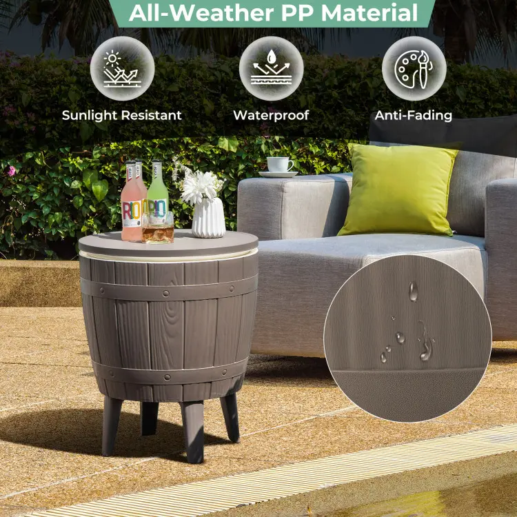 3-in-1 Rattan Cool Bar Table | Adjustable Outdoor Ice Bucket & Side Table 🥂☀️
