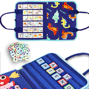 busy board for toddlers with 1 2 3 letters and A B C numbers