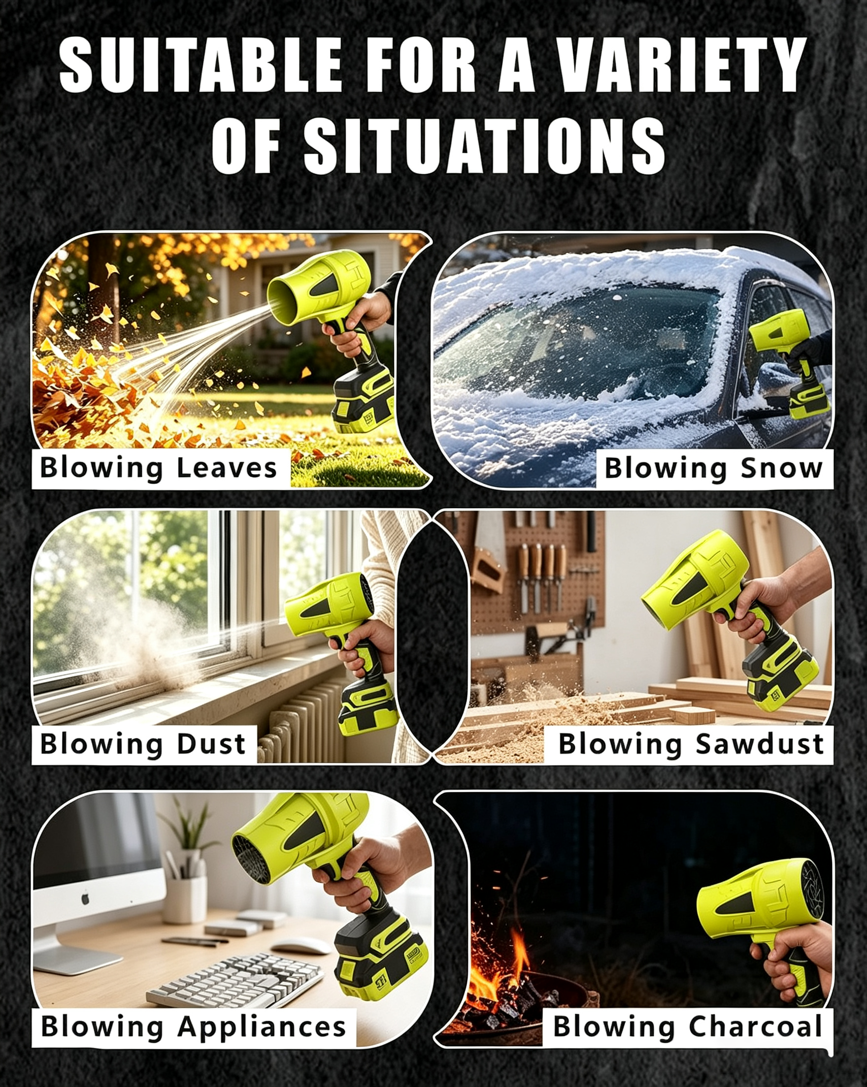 Turbo Cordless Leaf Blower & Car Dryer | 120km/h High-Speed Air 🌪️✨🔥