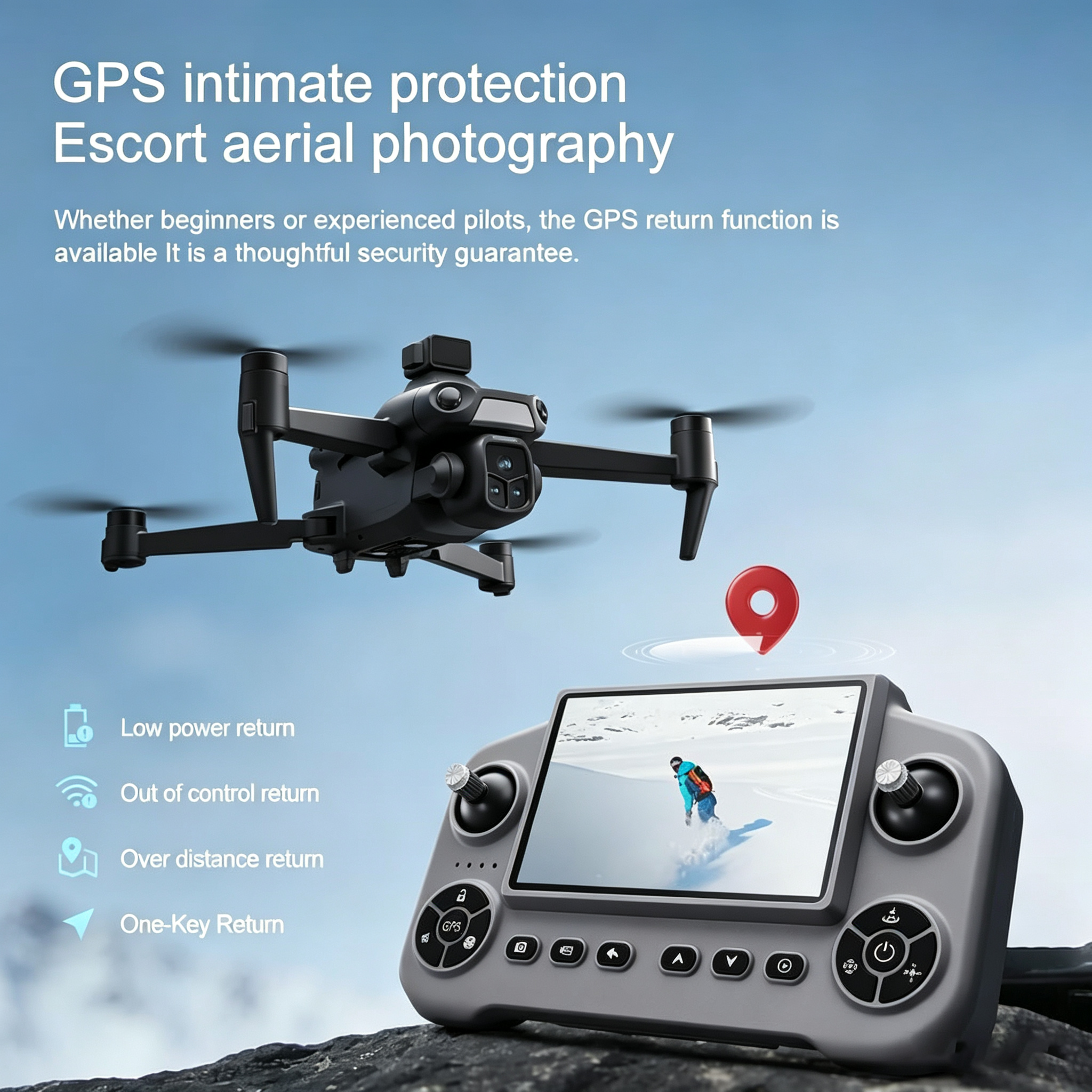 V918 GPS Drone with 8K Camera for Adults, RC Drones with 5 inch HD Screen | 60 Mins Flight Time, 3KM Control Range, 360° Obstacle Avoidance, Auto Return Follow Me, Foldable Quadcopter for Beginner Gift