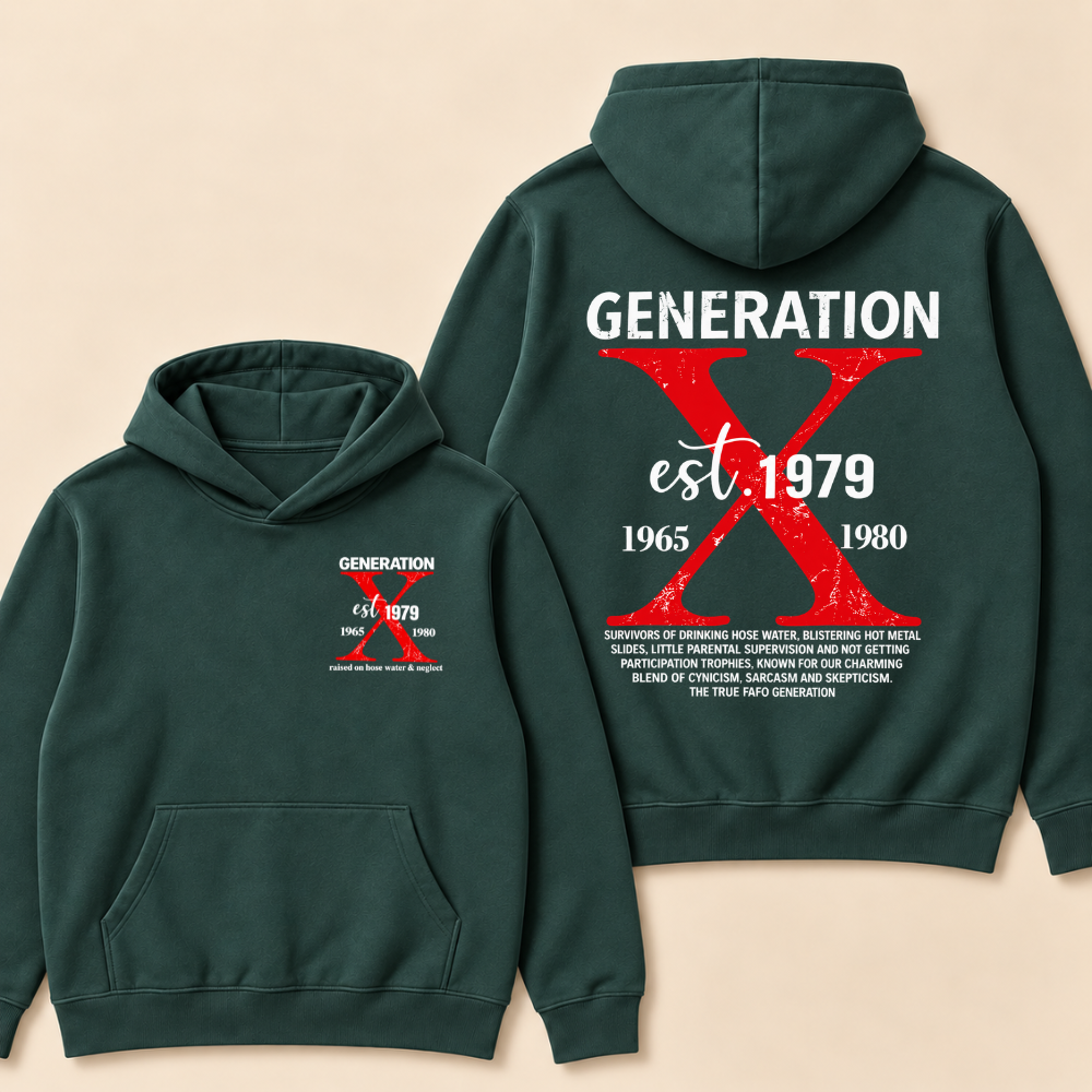 Custom Year Generation X Definition Hoodie | Gen X Survivor Red X Double Sided Print Hoodie