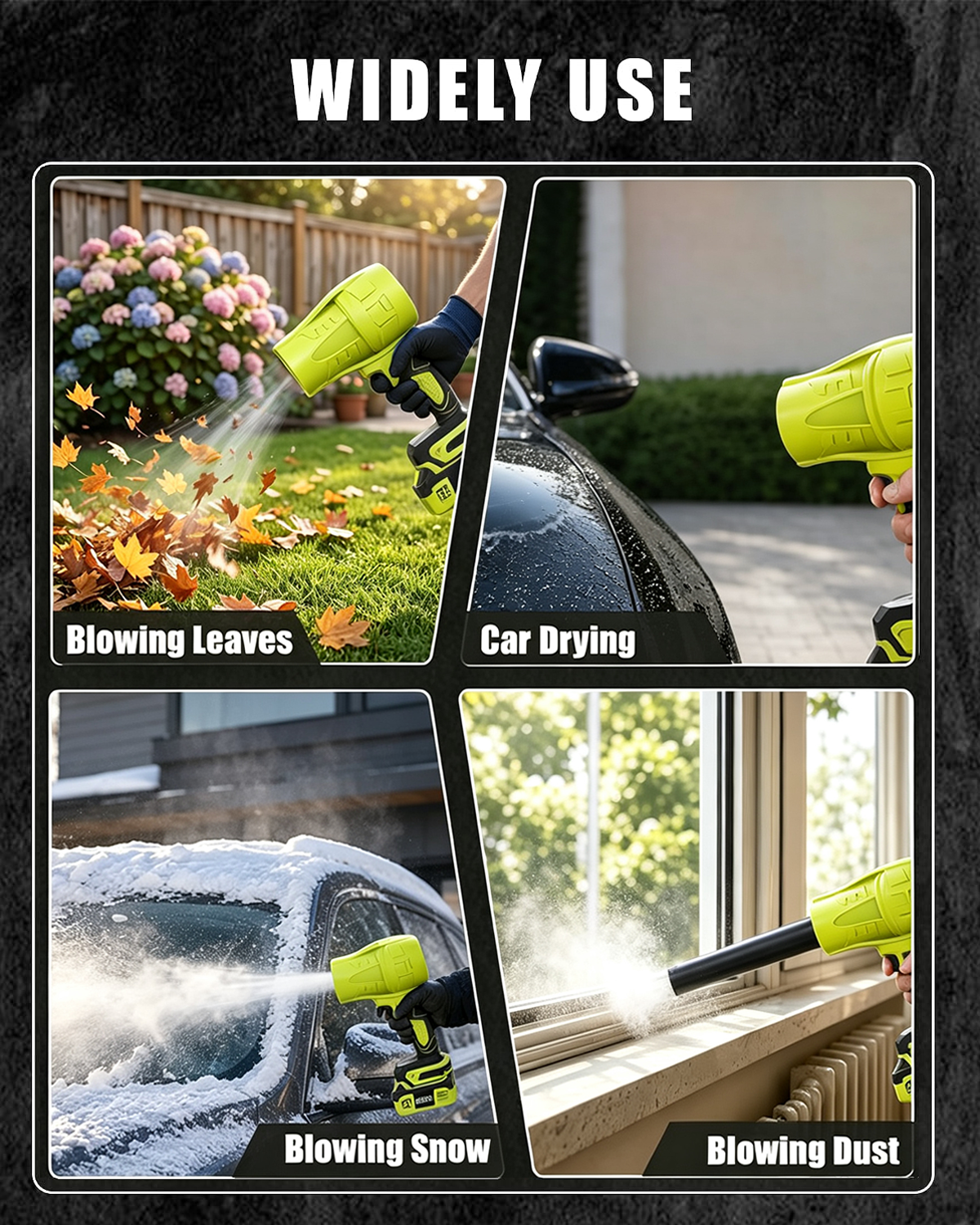 Turbo Cordless Leaf Blower & Car Dryer | 120km/h High-Speed Air 🌪️✨🔥