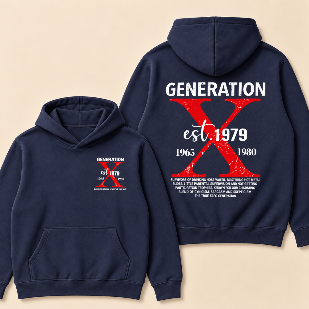 Custom Year Generation X Definition Hoodie | Gen X Survivor Red X Double Sided Print Hoodie
