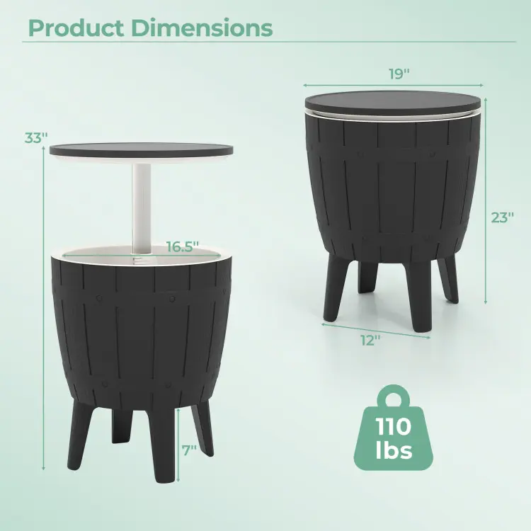 3-in-1 Rattan Cool Bar Table | Adjustable Outdoor Ice Bucket & Side Table 🥂☀️