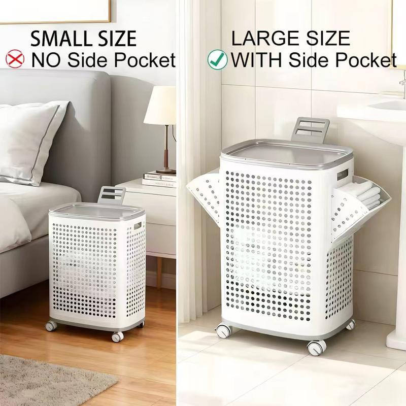 Rolling Laundry Station with Lid & Side Sorting Pockets 🧺✨