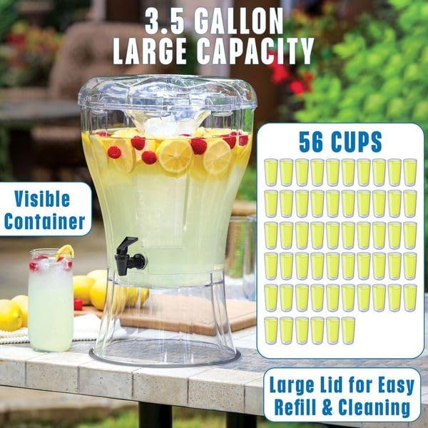 3-in-1 Party Beverage Station | 13L Drink Dispenser with Organizer Lid & Ice Cone 🍹❄️