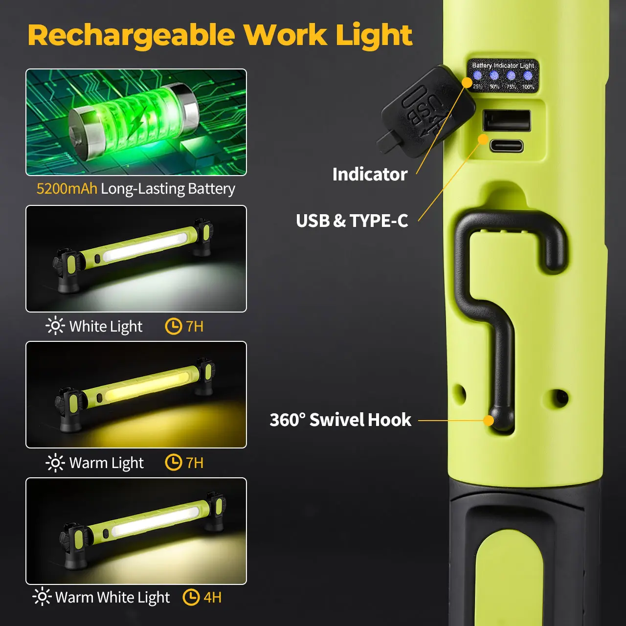 3000LM LED Under Hood Work Light Bar - Magnetic Rechargeable Car Repair Lamp 🚗💡