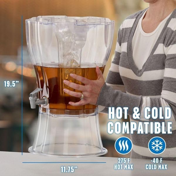 3-in-1 Party Beverage Station | 13L Drink Dispenser with Organizer Lid & Ice Cone 🍹❄️