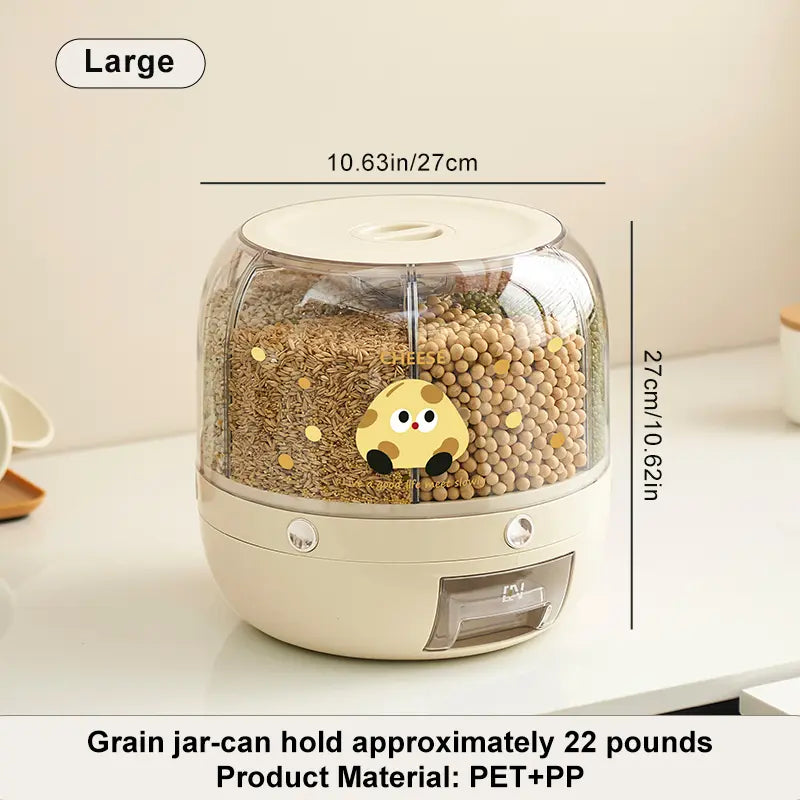 360° Rotating 6-Compartment Grain & Rice Dispenser 🌾✨