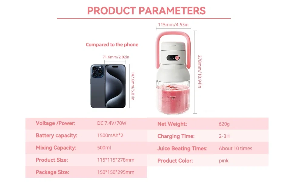 33oz Portable Blender - 12-Blade Ice Crushing Power 🥤⚡