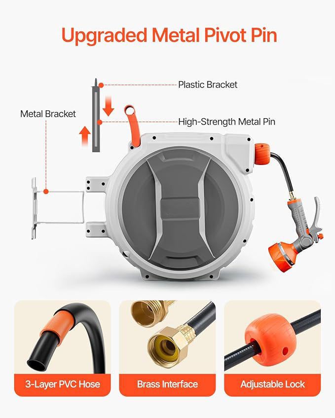 Retractable Garden Hose Reel - 100ft Wall-Mounted System 🌿💧
