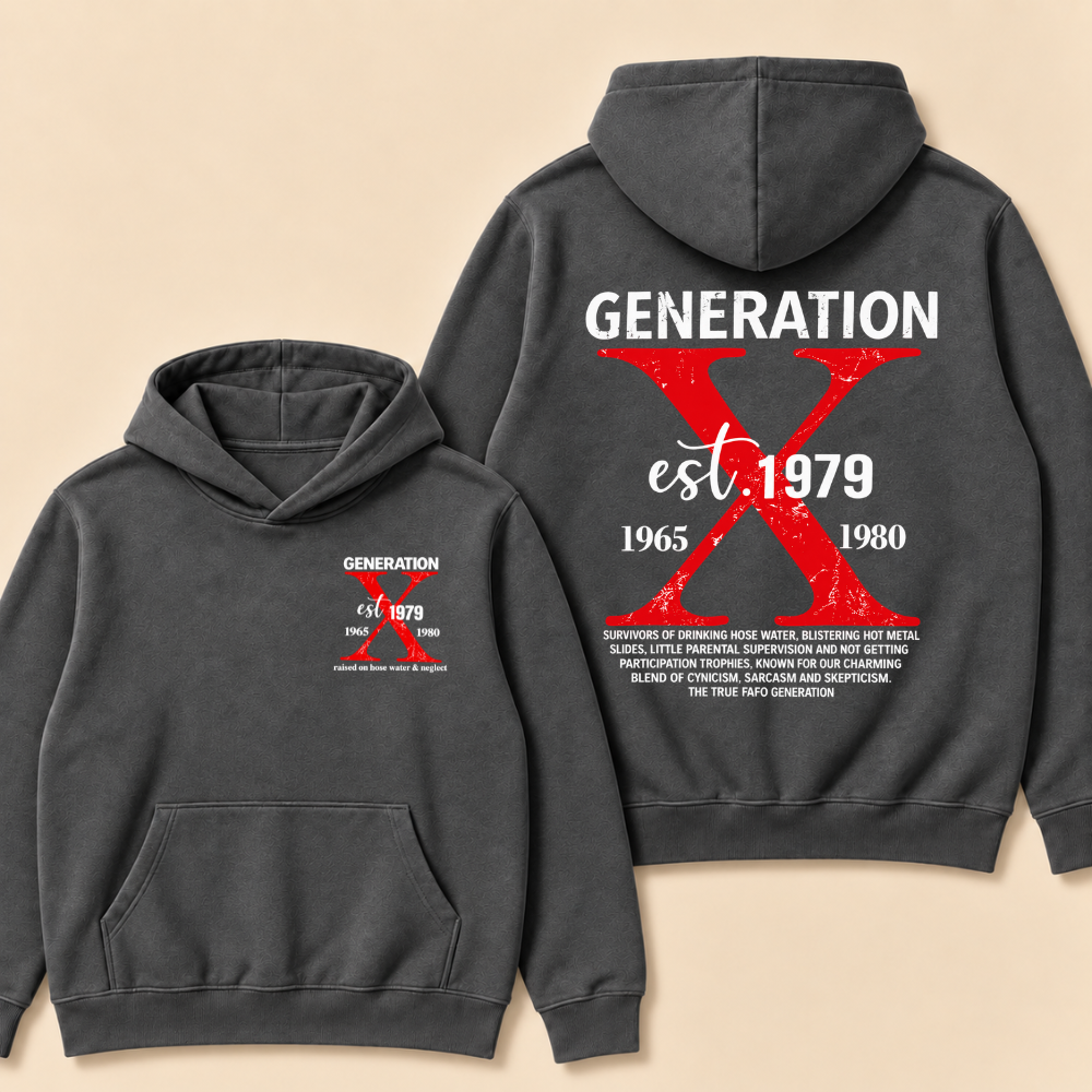 Custom Year Generation X Definition Hoodie | Gen X Survivor Red X Double Sided Print Hoodie