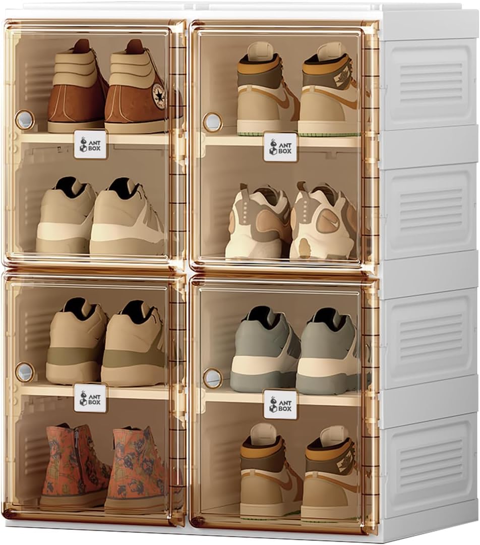 3-Minute Folding Shoe Cabinet - Magnetic Clear Door Organizer ✨👟