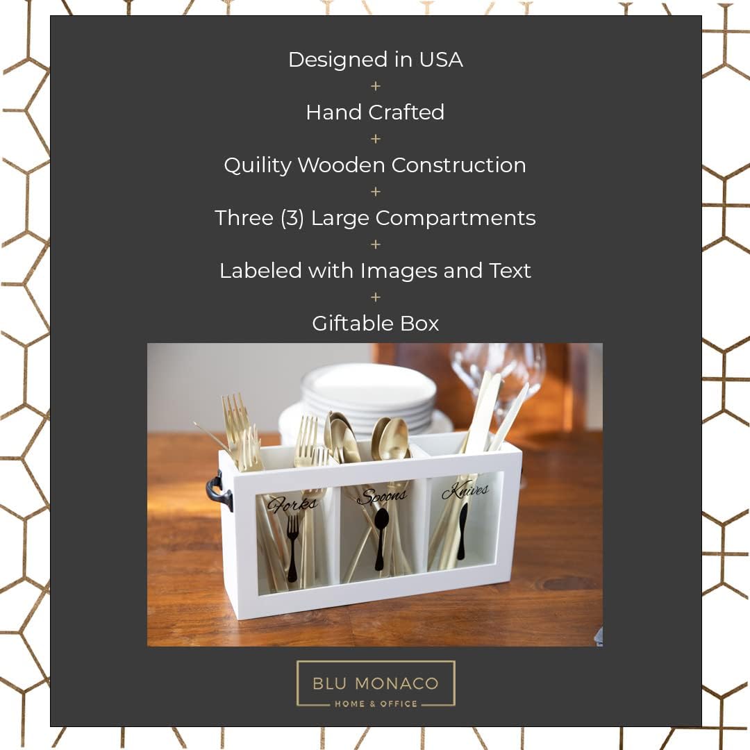 Farmhouse Rustic Wooden Cutlery Caddy with Sturdy Metal Handles 🍴✨