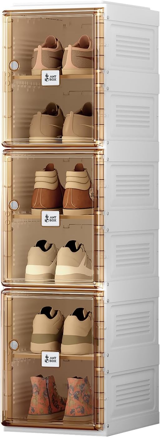 3-Minute Folding Shoe Cabinet - Magnetic Clear Door Organizer ✨👟