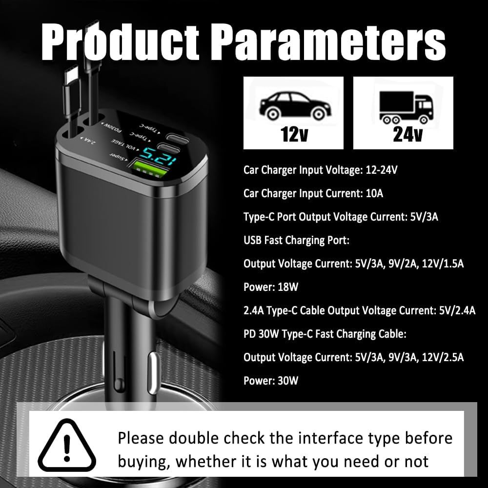 💥Final Day! Enjoy 40% OFF 💥 5 in 1 Retractable Car Charger Adapter