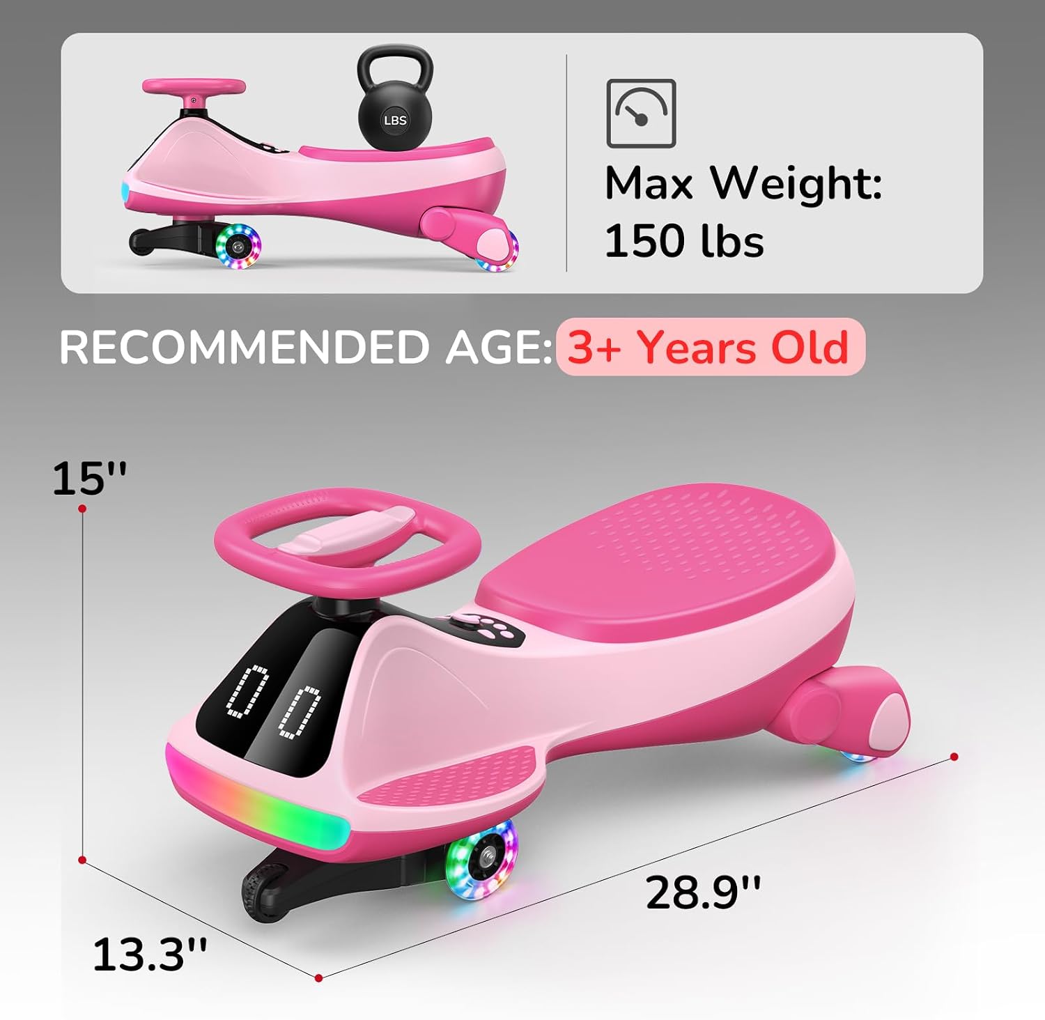 Umatoll 12V Electric Wiggle Car for Kids, Birthday Gifts Toy for Age 3+