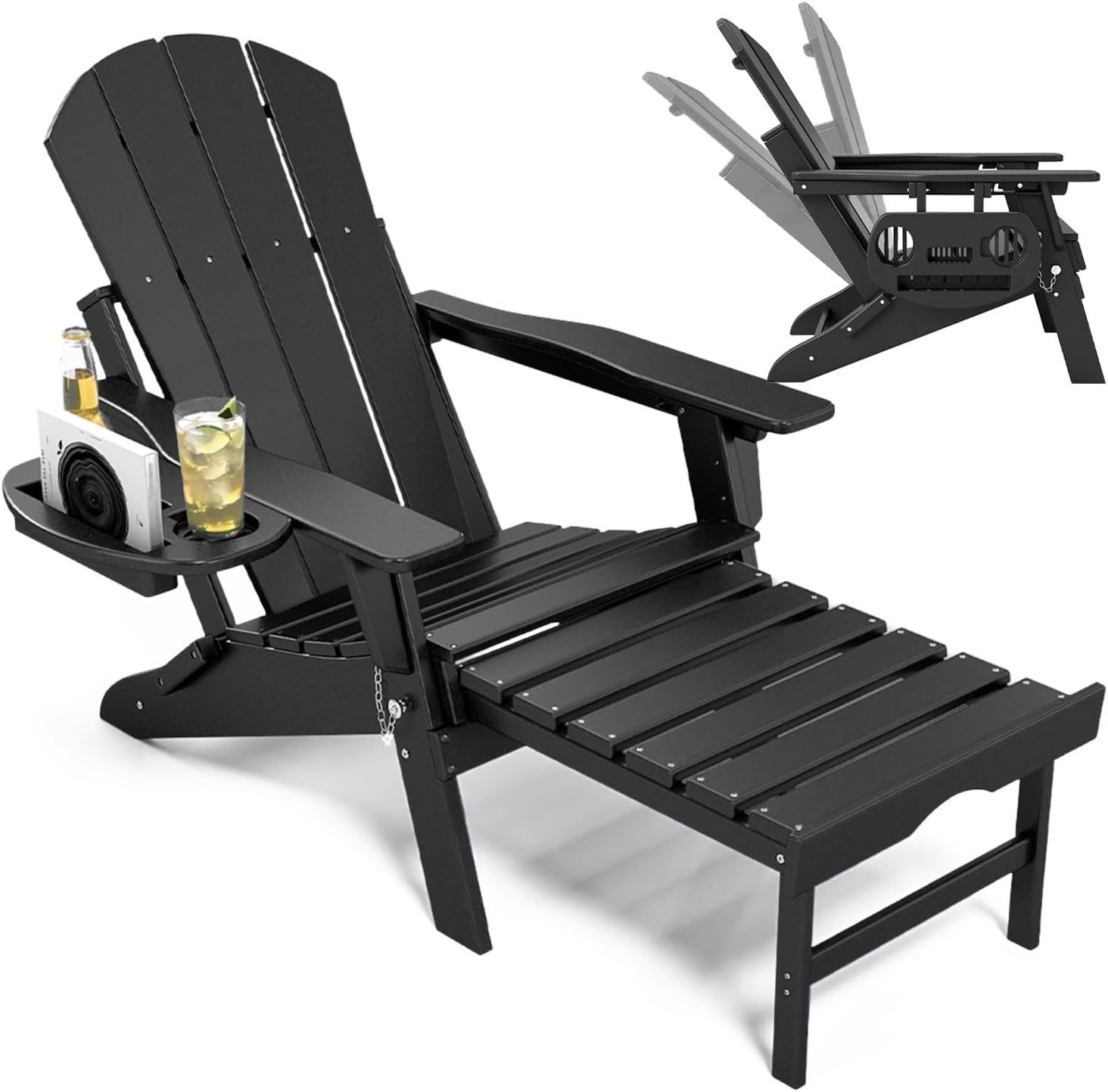 Adjustable Adirondack Chair with Retractable Footrest