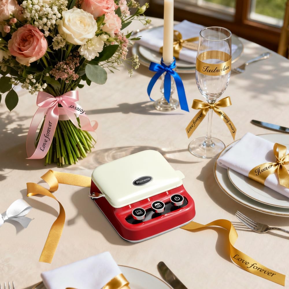 Retro Mini Bluetooth Ribbon Label Printer - Portable Inkless Maker for Gift Wrapping & DIY Crafts