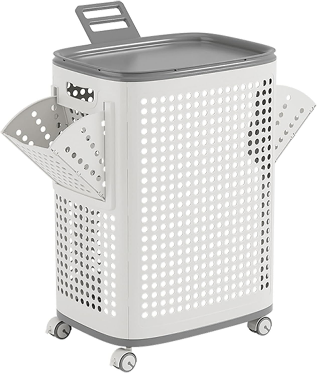 Rolling Laundry Station with Lid & Side Sorting Pockets 🧺✨