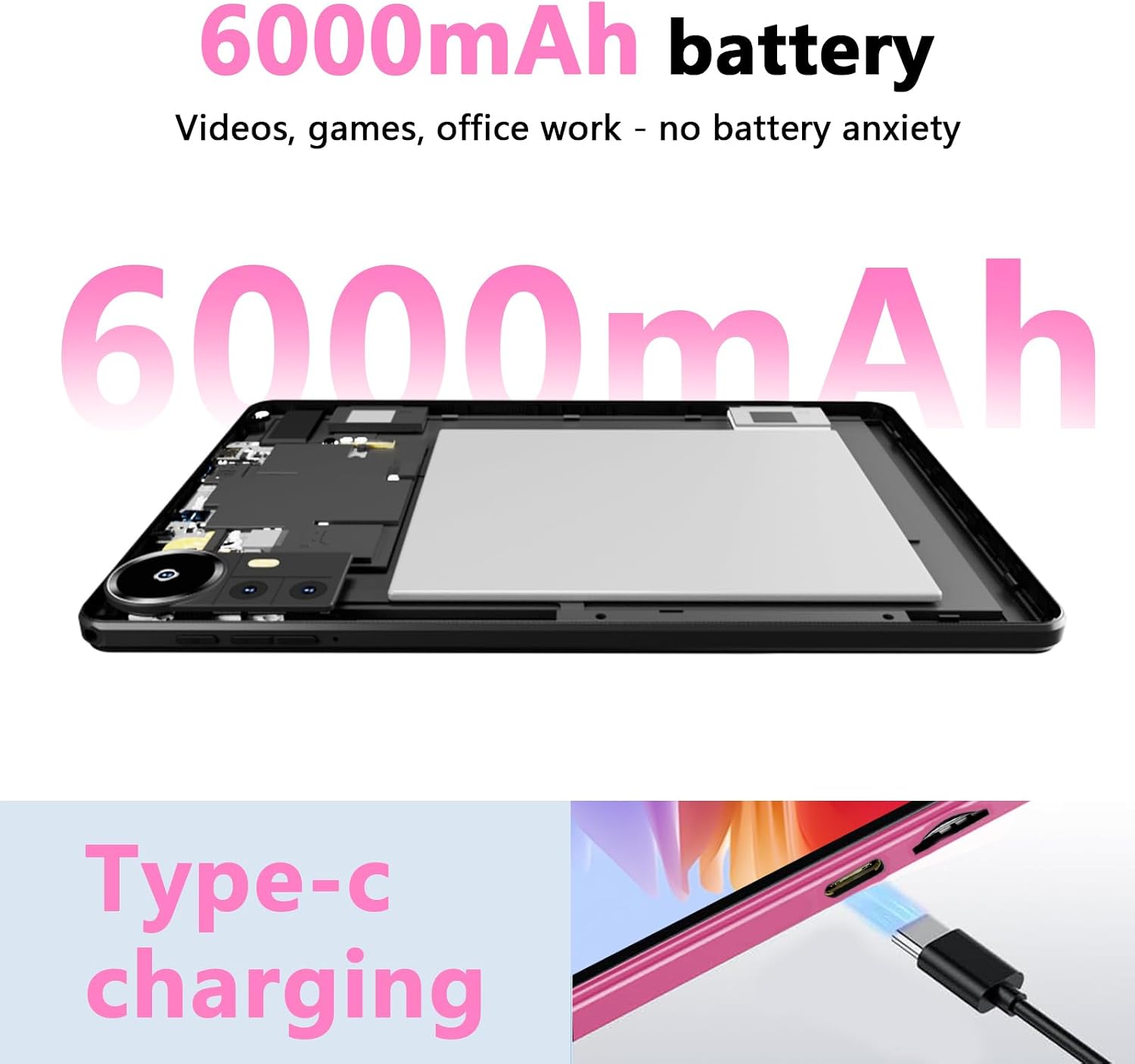 Android 16 Tablet 10 inch Tablets, 20GB RAM 128GB ROM 2TB Expandable, 2.0GHz Octa-core Processor, 2 in 1 Tablet with Keyboard Case Stylus Mouse, 5G WiFi6, BT 5.0, 6000mAh, Widevine L1, GMS, Black