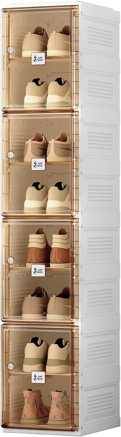 3-Minute Folding Shoe Cabinet - Magnetic Clear Door Organizer ✨👟