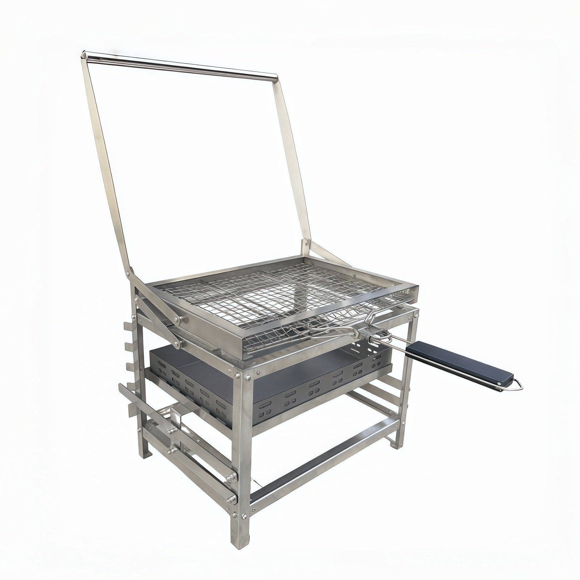 Portable 360° Rotating Charcoal Grill with Flipping Basket - Stainless Steel 🍖🔥