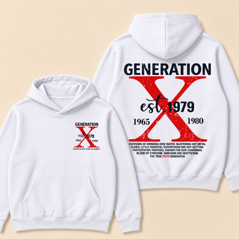 Custom Year Generation X Definition Hoodie | Gen X Survivor Red X Double Sided Print Hoodie