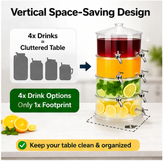 4-in-1 Party Beverage Tower | 2-Tier Stackable Drinks Dispenser 🍹✨