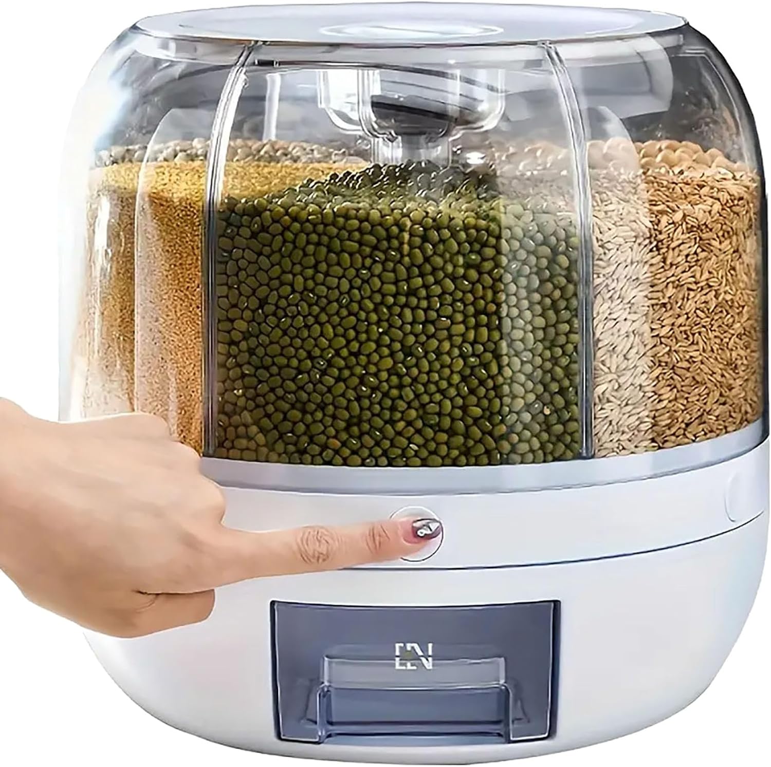 360° Rotating 6-Compartment Grain & Rice Dispenser 🌾✨